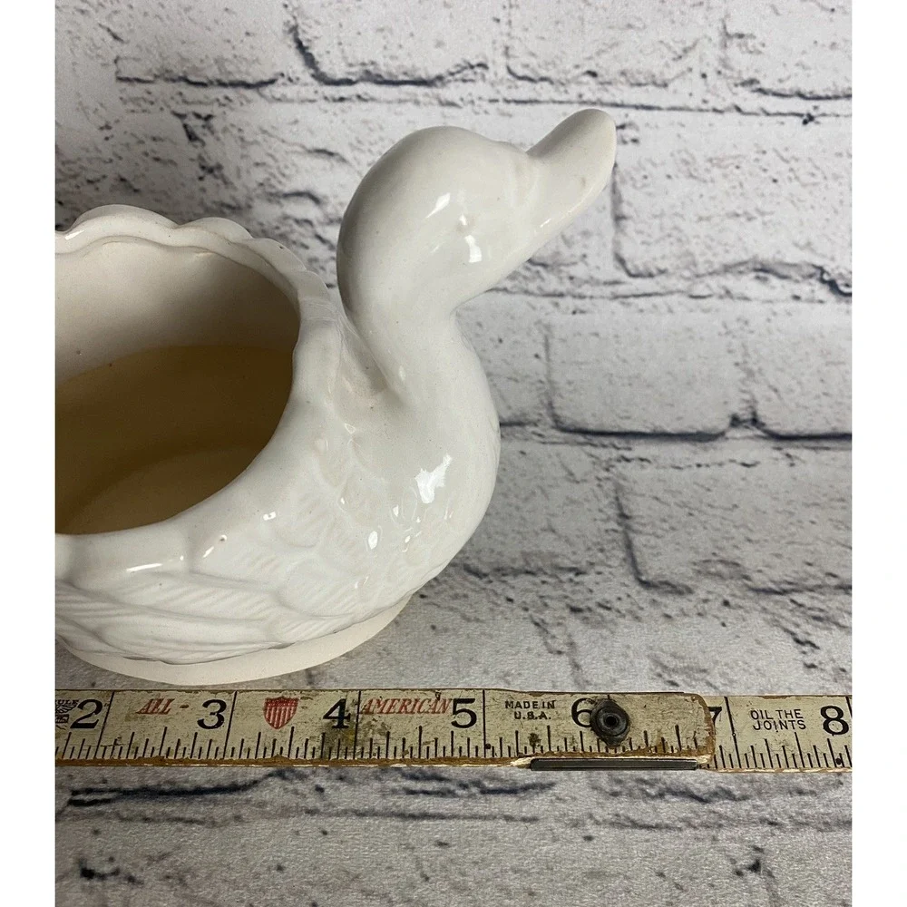 Vintage‎ Ceramic White Swan Succulent Planter Trinket Bowl 6